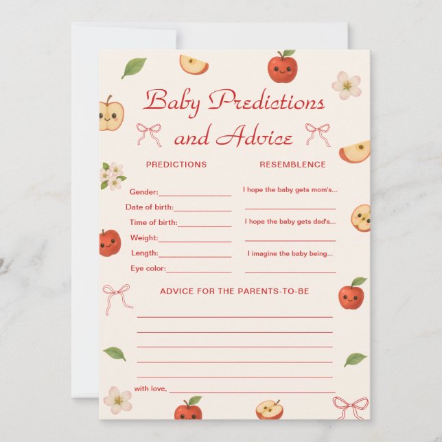 Invitación Apple de mi ojo predicciones y consejos de Baby Sh (Anverso)