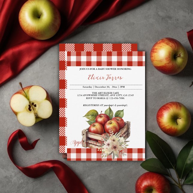 Invitación Apple de mi ojo Red Orchard Baby Shower (Subido por el creador)