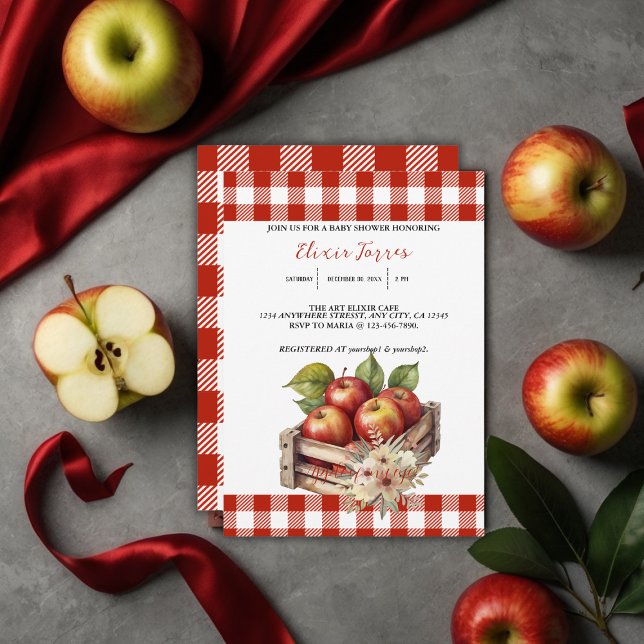 Invitación Apple de mi ojo Red Orchard Baby Shower (Subido por el creador)
