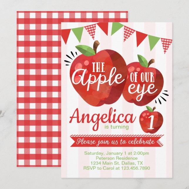 Invitación Apple de nuestra fiesta de cumpleaños (Anverso / Reverso)