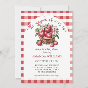 Invitación Apple de nuestro Baby Shower con flores de ojos