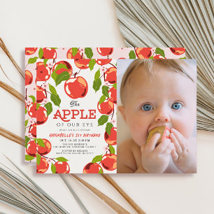 Invitación Apple de nuestro Chica fotográfico con flores ocul