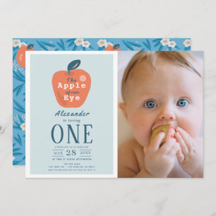 Invitación Apple de nuestro Ojo Azul Foto Primer cumpleaños