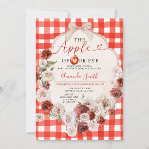 Invitación Apple de Nuestro Ojo Baby Shower Bow Red Gingham