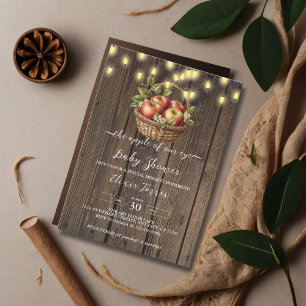 Invitación Apple De Nuestro Ojo Cae Floral Madera Baby Shower
