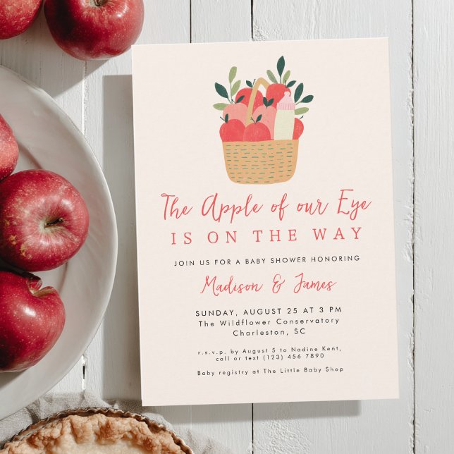 Invitación Apple De Nuestro Ojo Cute Fall Moderna Baby Shower (Subido por el creador)