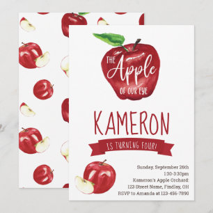 Invitación Apple de nuestro ojo, fiesta de cumpleaños a cualq
