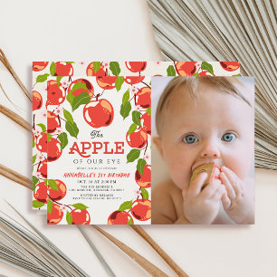 Invitación Apple de nuestro Ojo Floral Foto de primer cumplea