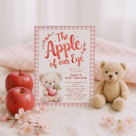 Invitación Apple de nuestro Ojo Rosa Gingham Bear Baby Shower