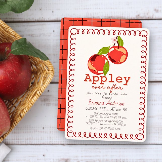 Invitación Apple Ever After Marco Rizado Rojo Despedida de So (Subido por el creador)