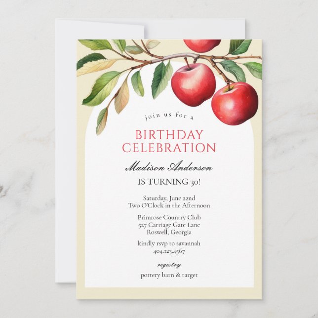 Invitación Apple Fruits Birthday Invitation (Anverso)