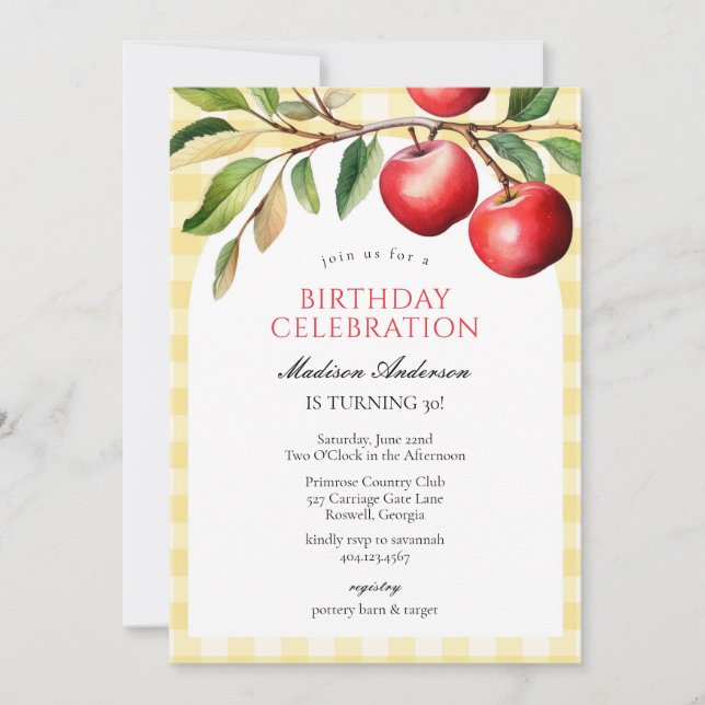 Invitación Apple Fruits Birthday Invitation (Anverso)