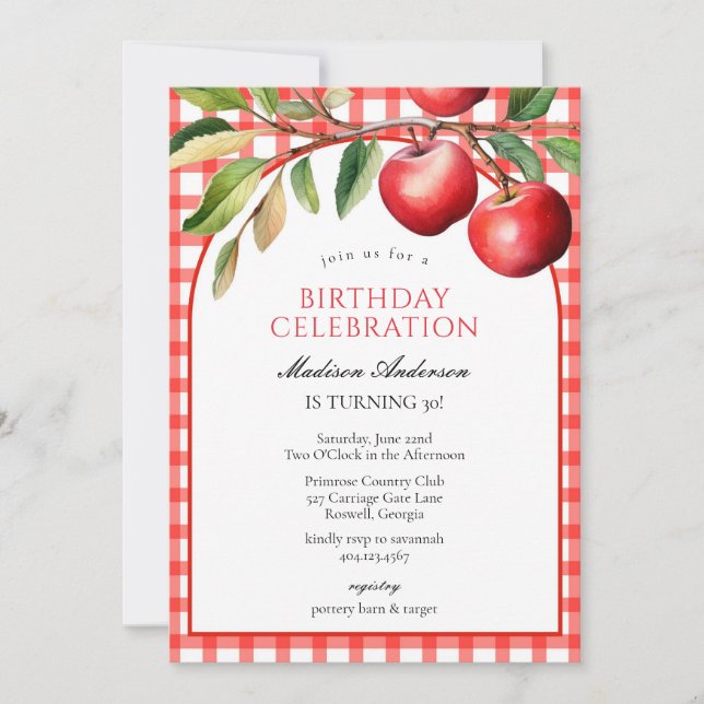 Invitación Apple Fruits Birthday Invitation (Anverso)