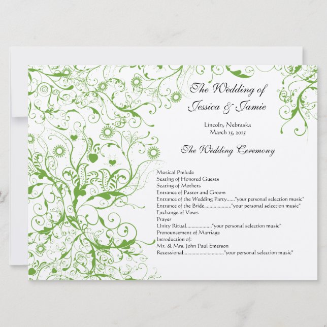Invitación Apple Green Birds Swirl Order-Service (Anverso)