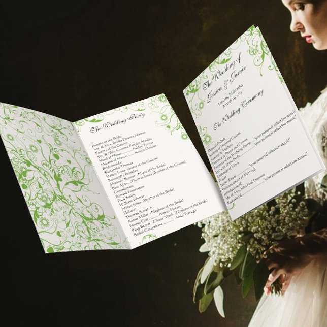 Invitación Apple Green Birds Swirl Order-Service (Subido por el creador)