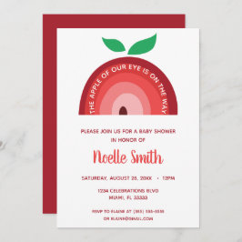 Invitación Apple of our Eye, Apple Rainbow, Baby Shower