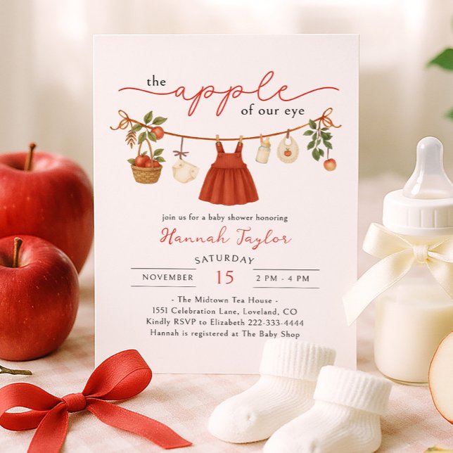 Invitación Apple of Our Eye Baby Shower (Subido por el creador)