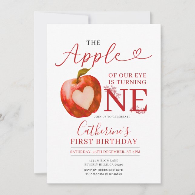 Invitación Apple of Our Eye está cambiando un cumpleaños (Anverso)