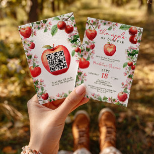 Invitación Apple of Our Eye Floral Orchard Qr Baby Shower