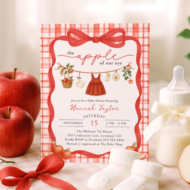 Invitación Apple of Our Eye Girl Baby Shower (Subido por el creador)