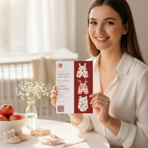 Invitación Apple of Our Eye moderna acuarela código QR