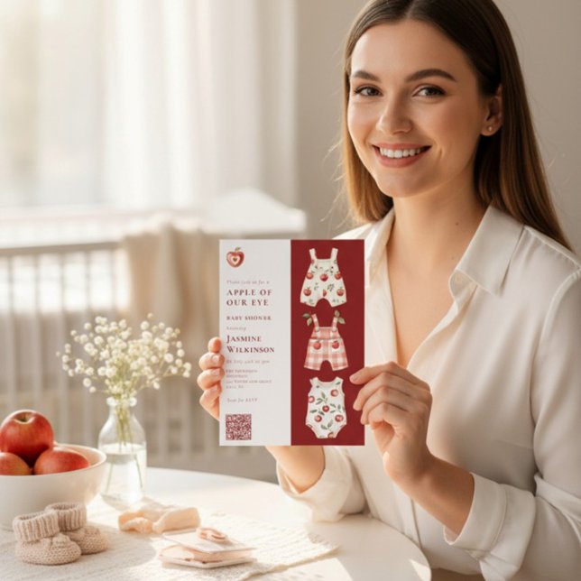 Invitación Apple of Our Eye moderna acuarela código QR (Subido por el creador)