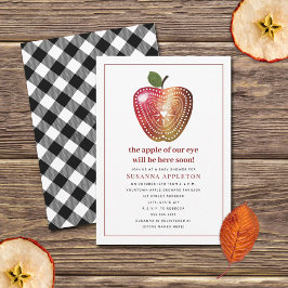 Invitación Apple Of Our Eye Plaid Watercolor Baby Shower Invi