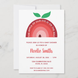 Invitación Apple of our Eye, Red Apple Rainbow, Baby Shower