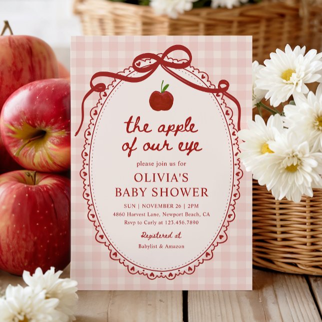 Invitación Apple Red Gingham cae en Baby Shower (Subido por el creador)
