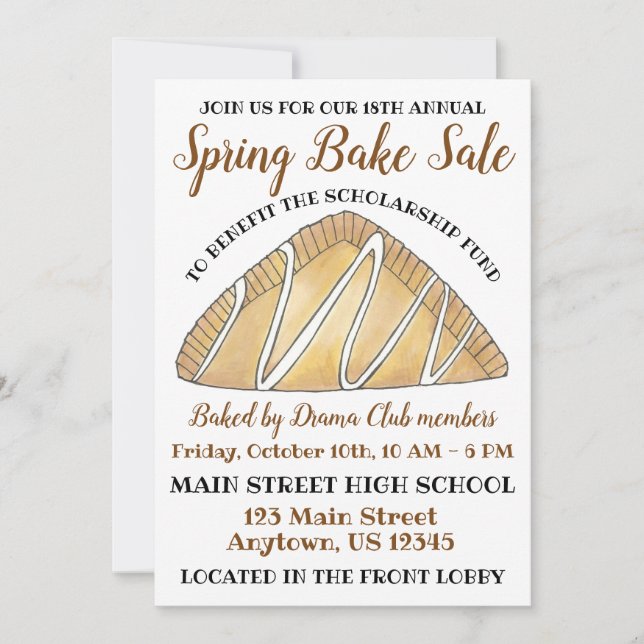 Invitación Apple Turnover Breakfast Pastry Bake Sale Brunch (Anverso)