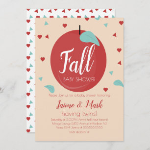 Invitación Apples Hearts Confetti Cae Baby Shower