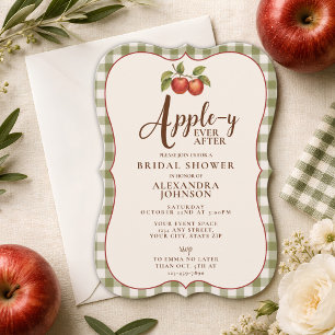 Invitación Appley Ever After Otoño Gingham Despedida de Solte