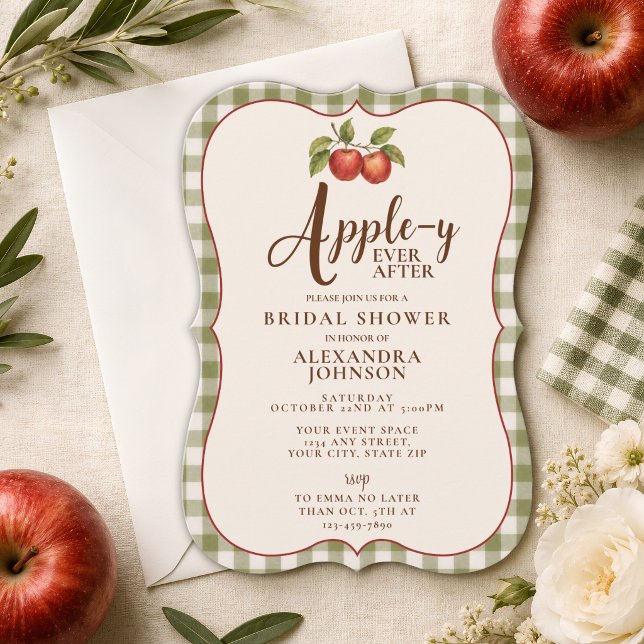 Invitación Appley Ever After Otoño Gingham Despedida de Solte (Subido por el creador)