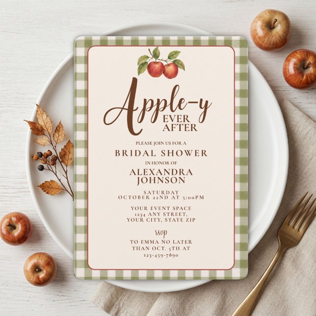 Invitación Appley Ever After Otoño Gingham Despedida de Solte (Subido por el creador)