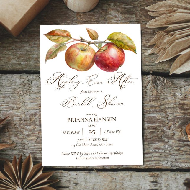 Invitación Appley siempre después de la caída de manzana duch (Appley ever after apple fall elegant bridal shower invitation editable template instant download )