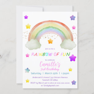 Invitación Apreciable cumpleaños de la estrella del arco iris