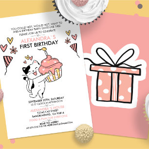 Invitación Apreciable Día de Nacimiento del Primer Chica Con