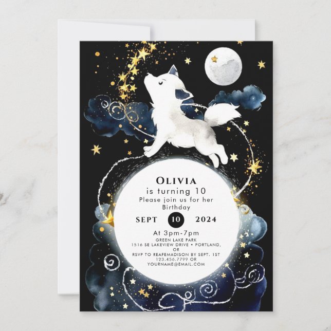Invitación Apreciación Adorable Cumpleaños del Lobo (Anverso)