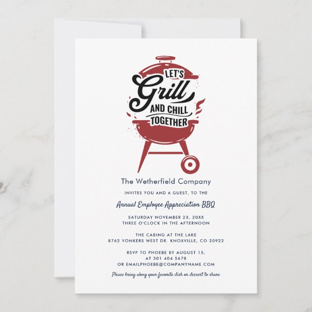 Invitación Apreciación de Empleados BBQ Grill and Chill Event (Anverso)
