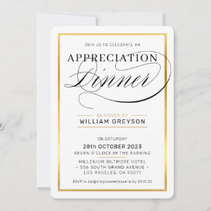 Invitación APRECIACIÓN DE LA EMPRESA CENA NER negocios modern