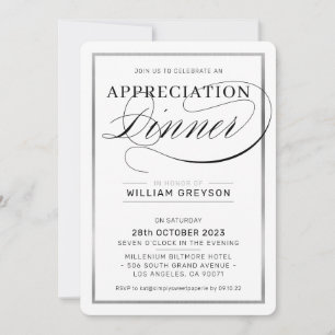 Invitación APRECIACIÓN DE LA EMPRESA CENA plata de negocios m