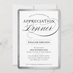 Invitación APRECIACIÓN DE LA EMPRESA CENA plata de negocios m