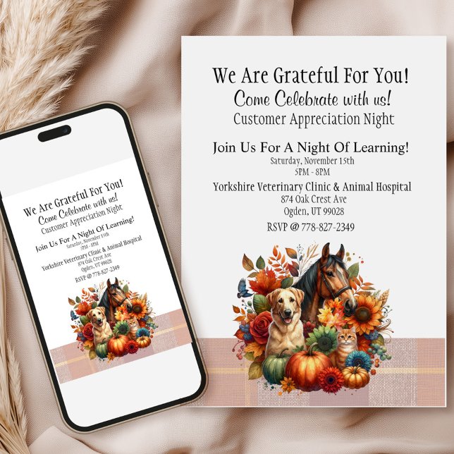 Invitación Apreciación del Cliente Veterinario de otoño (Subido por el creador)