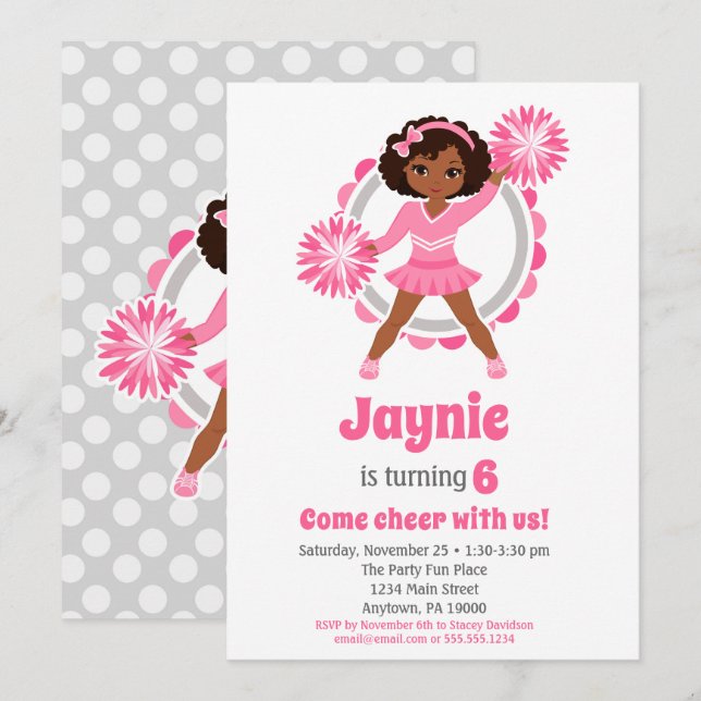 Invitación Apreciador Rosa - Cumpleaños afroamericano (Anverso / Reverso)