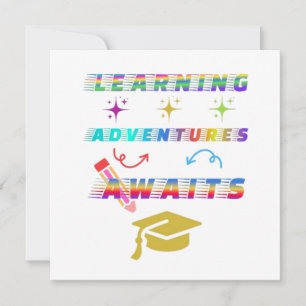 Invitación Aprender aventuras a la espera, primer día escolar