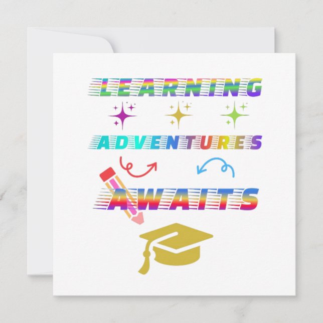 Invitación Aprender aventuras a la espera, primer día escolar (Anverso)