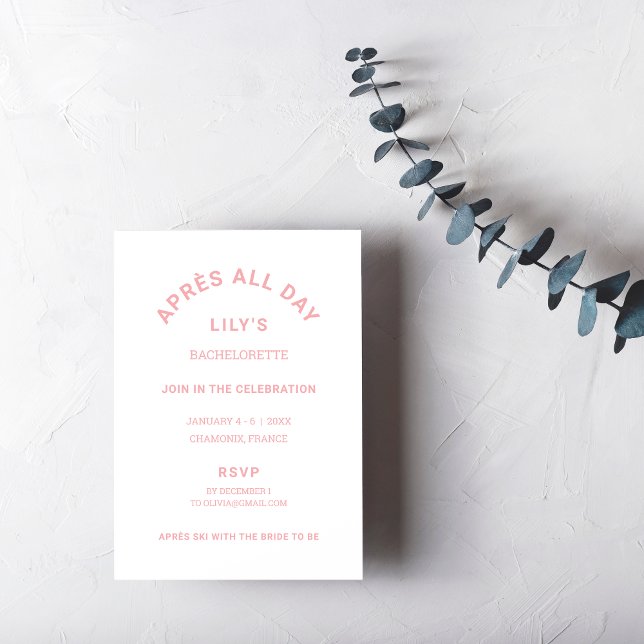 Invitación Après All Day Icy Pink Bachelorette Skytrain (Subido por el creador)