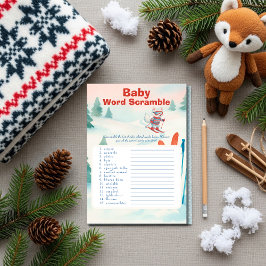 Invitación Après Bébé ski baby Baby Word Scramble Game card