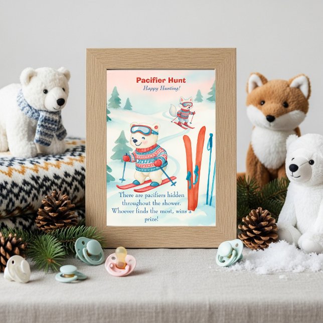 Invitación Après Bébé ski Baby Boho Pacifier Hunt game  (Après Bébé ski Baby Boho Pacifier Hunt game)