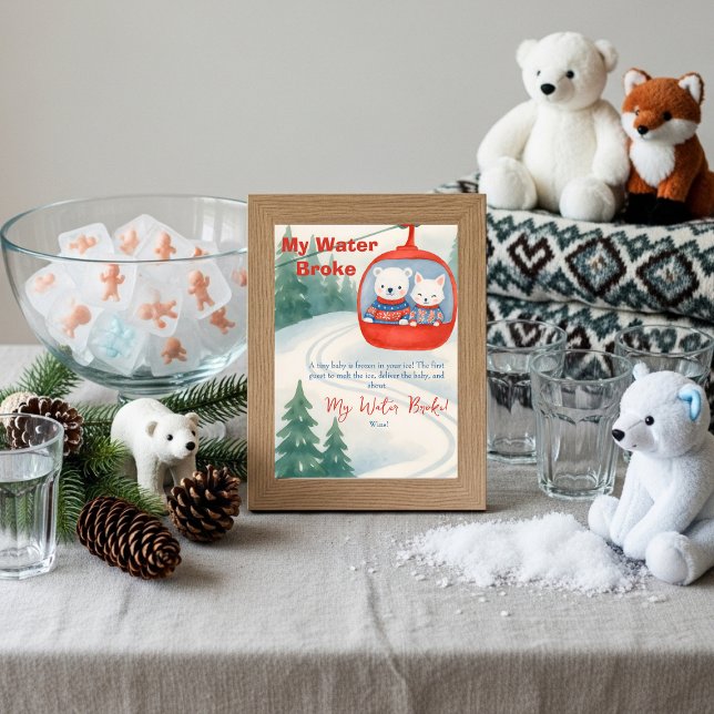 Invitación Après Bébé ski Baby My Water Broke Game sign (Après Bébé ski Baby My Water Broke Game sign)